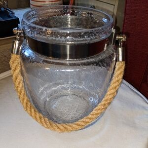 Lantern Decor Seed Glass Rope Handle Tealight Beach Coastal Nautical Summer